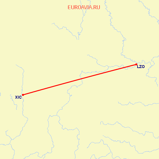 перелет Лужчоу — Хайчэн на карте