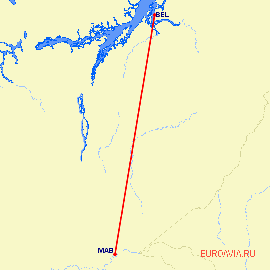 перелет Maraba — Белем на карте