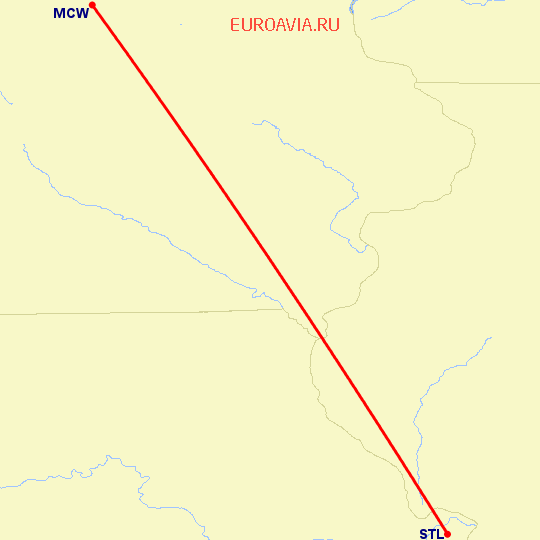 перелет Мэйсон Сити — Сент Луис на карте