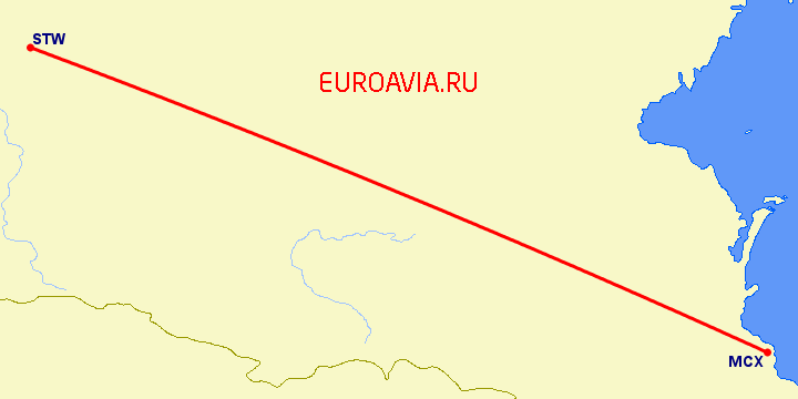 перелет Махачкала — Ставрополь на карте