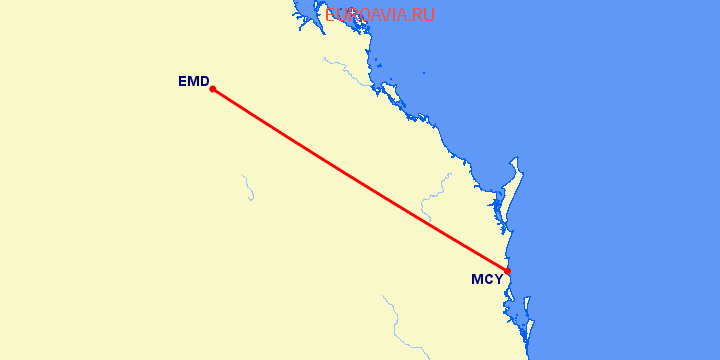 перелет Sunshine Coast — Эмералд на карте