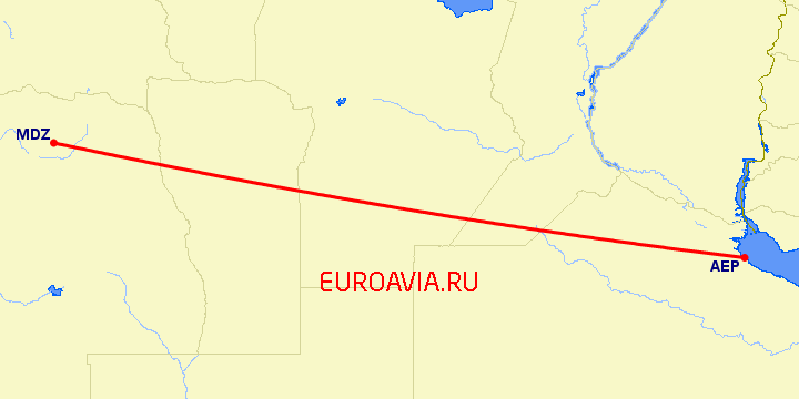 перелет Мендоса — Буэнос Айрес на карте