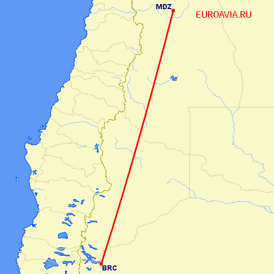 перелет Мендоса — San Carlos DeBariloche на карте