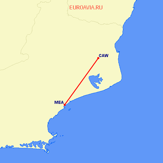 перелет Macae — Campos на карте