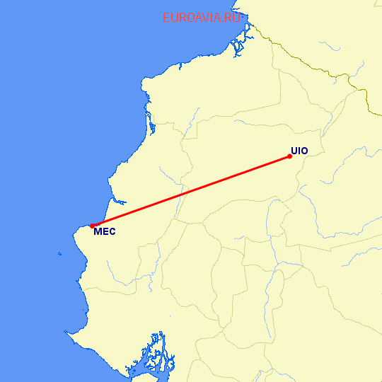 перелет Manta — Кито на карте