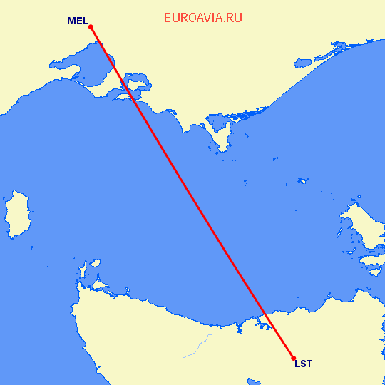 перелет Мельбурн — Лончестон на карте
