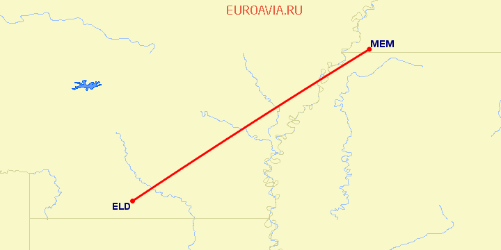 перелет Мемфис — Эль Дорадо на карте