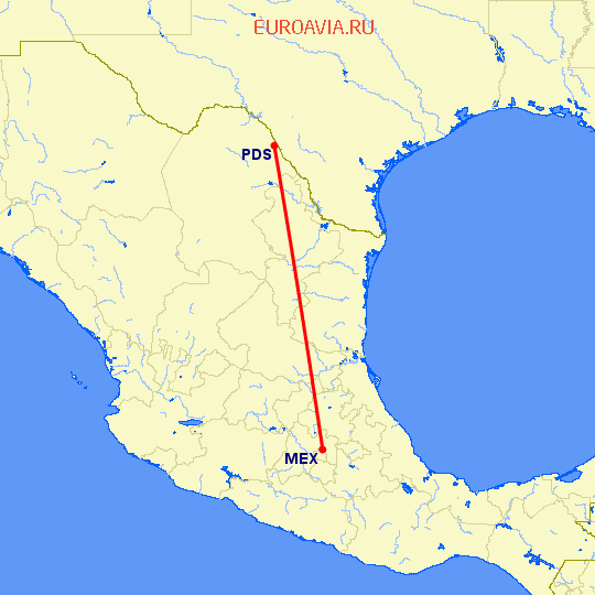 перелет Мексико Сити — Пьедрас Неграс на карте