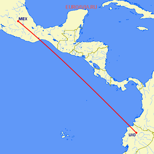 перелет Мексико Сити — Кито на карте