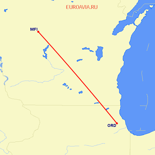 перелет Marshfield — Чикаго на карте
