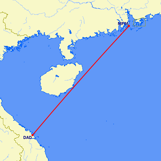 перелет Макао — Да Нанг на карте