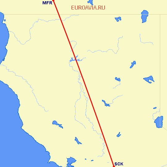 перелет Медфорд — Stockton на карте