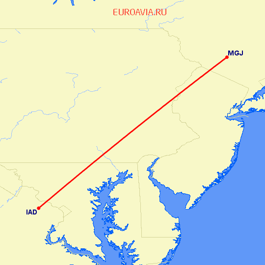 перелет Montgomery — Вашингтон на карте