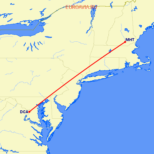перелет Манчестер — Вашингтон на карте