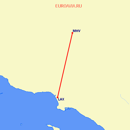 перелет Mojave — Лос Анджелес на карте