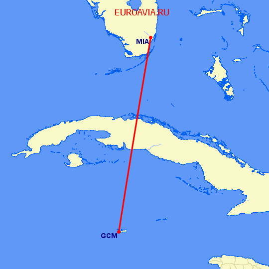 перелет Майами — Georgetown на карте