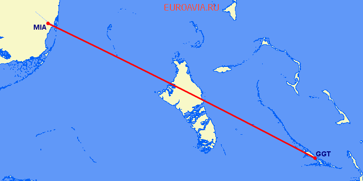 перелет Майами — Джордж Таун на карте