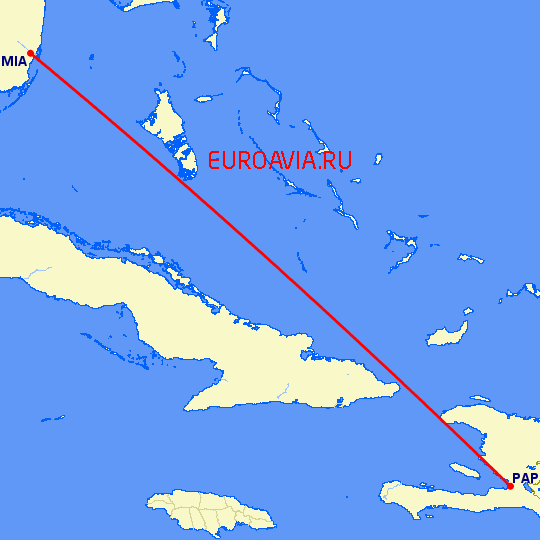 перелет Майами — Порт О Принц на карте