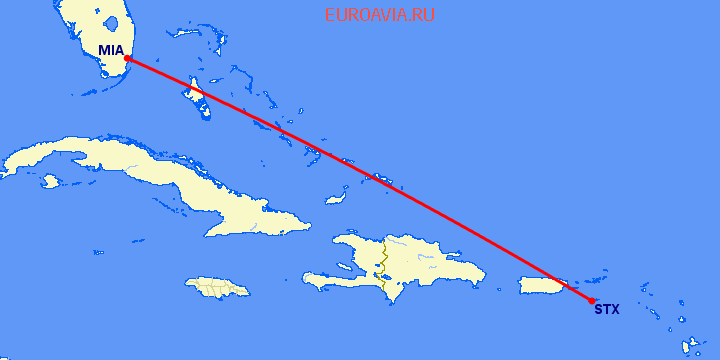 перелет Майами — St Croix Island на карте