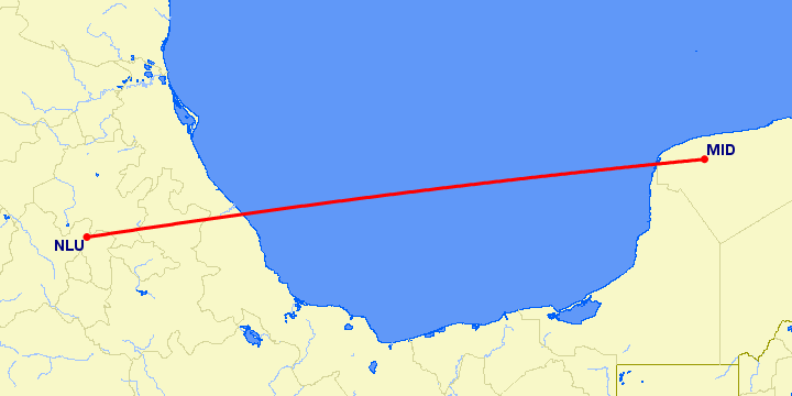 перелет Мериба — Santa Lucia на карте