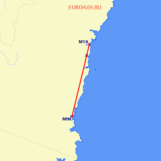 перелет Меримбула — Moruya на карте