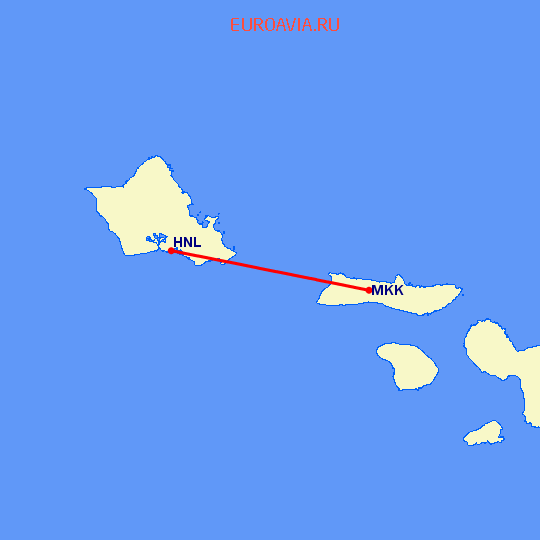 перелет Hoolehua — Гонолулу на карте