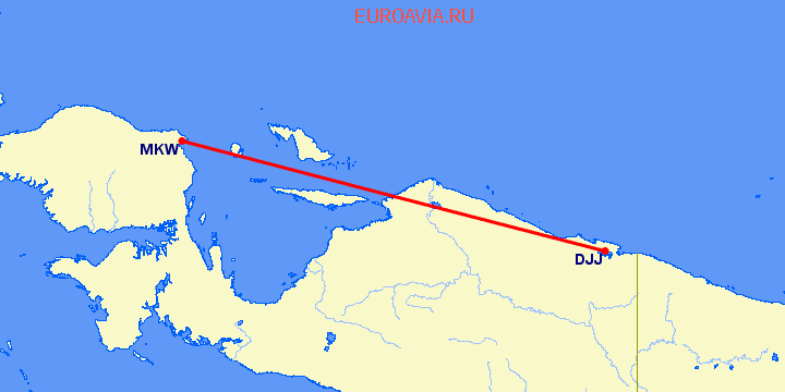 перелет Маноквари — Jayapura на карте