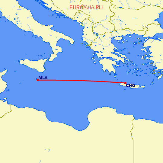 перелет Мальта — Chania на карте