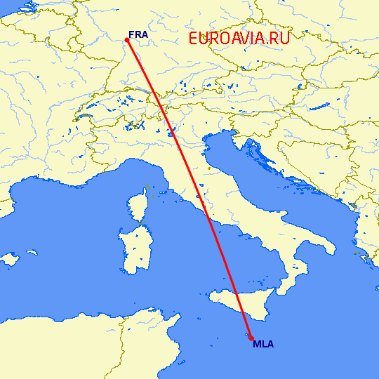 перелет Мальта — Франкфурт на Майне на карте