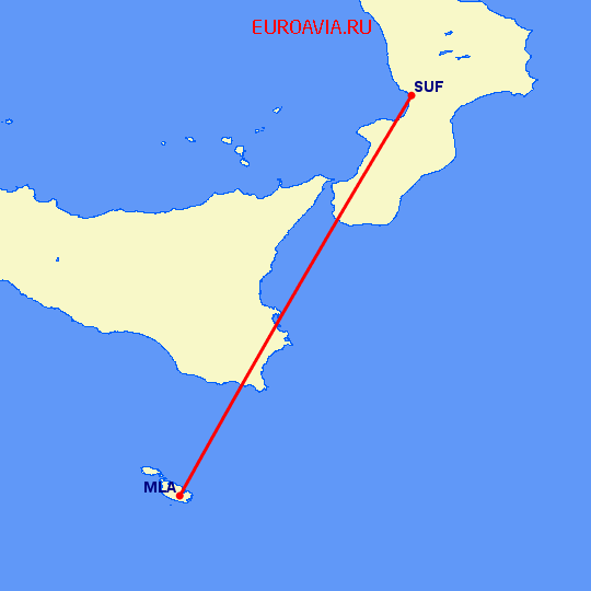 перелет Мальта — Ламециа Терме на карте