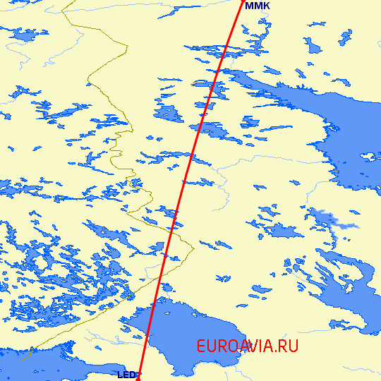 перелет Мурманск — Санкт Петербург на карте