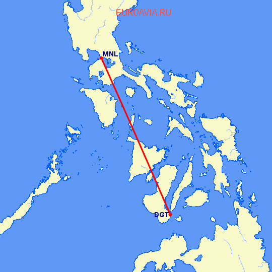 перелет Манила — Думагете на карте