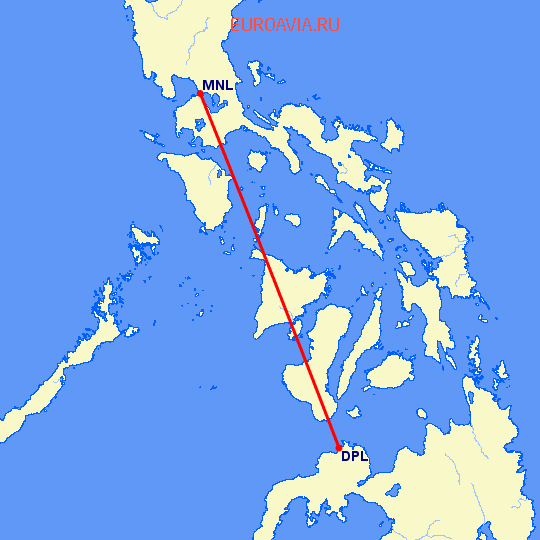 перелет Манила — Диполог на карте