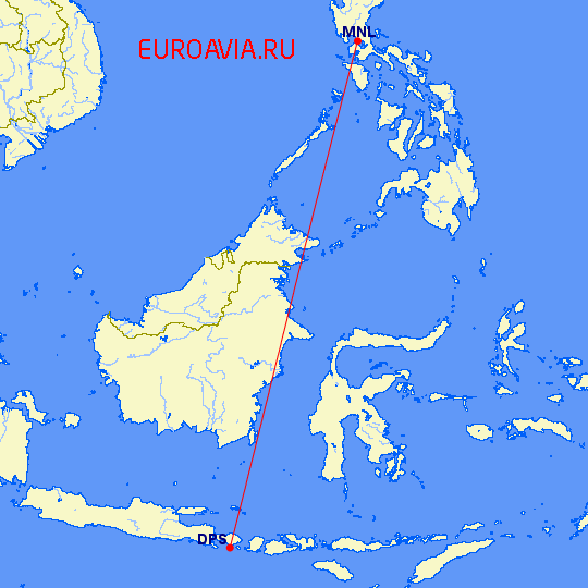 перелет Манила — Денпасар на карте