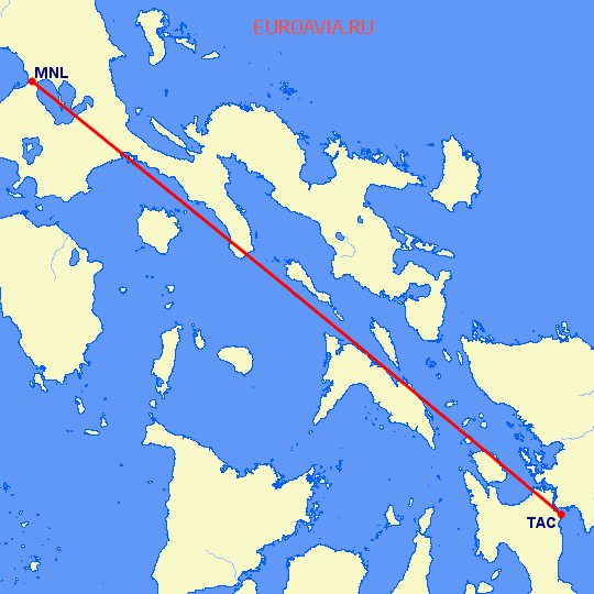 перелет Манила — Tacloban на карте