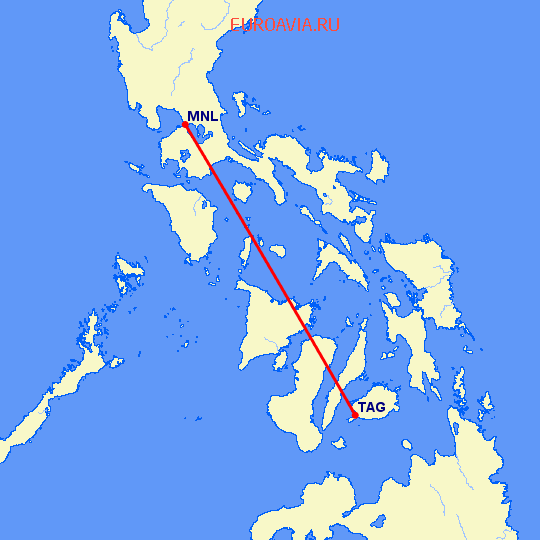 перелет Манила — Тагбиларан на карте