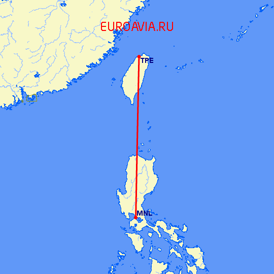 перелет Манила — Тайбэй на карте
