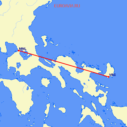 перелет Манила — Вирак на карте