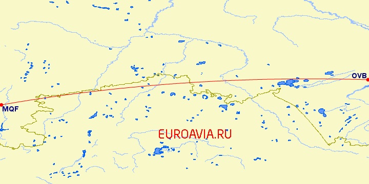 перелет Магнитогорск — Новосибирск на карте