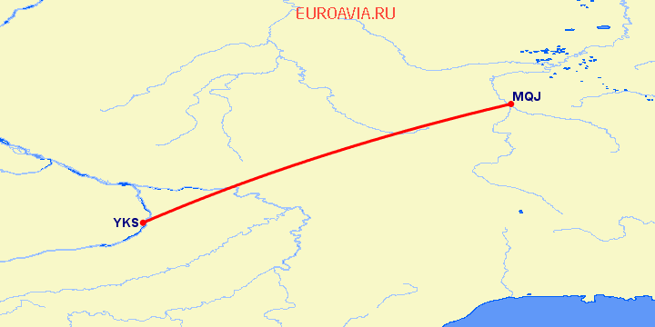 перелет Балыкесир — Якутск на карте