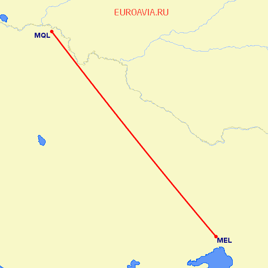 перелет Мильдура — Мельбурн на карте