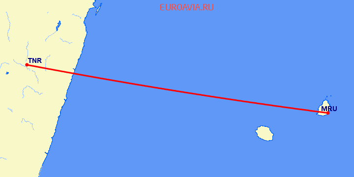 перелет Порт Луис — Антананариву на карте