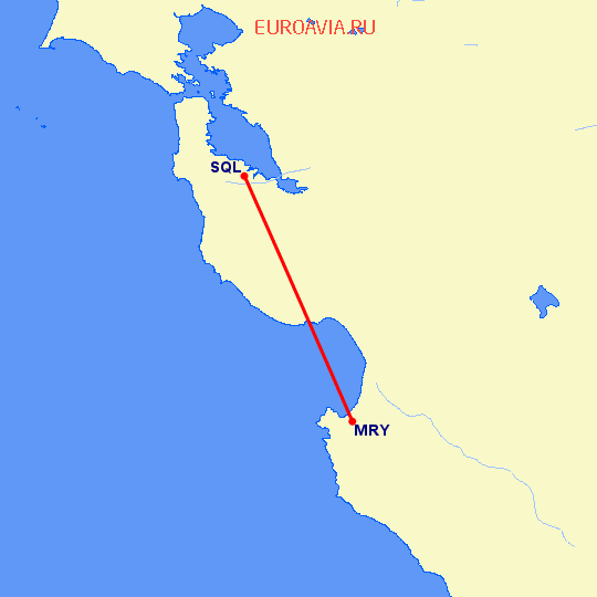 перелет Монтерей — Сан Карлос на карте