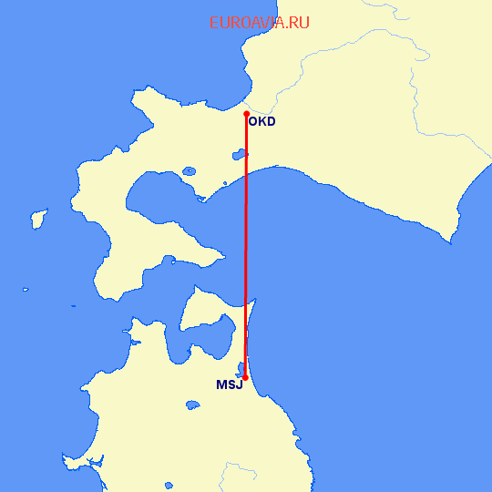 перелет Мисава — Саппоро на карте