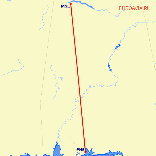 перелет Шеффилд — Pensacola на карте