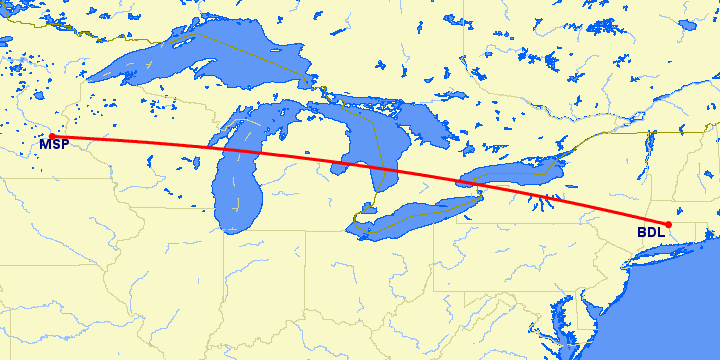 перелет Миннеаполис — Виндзор Локс на карте