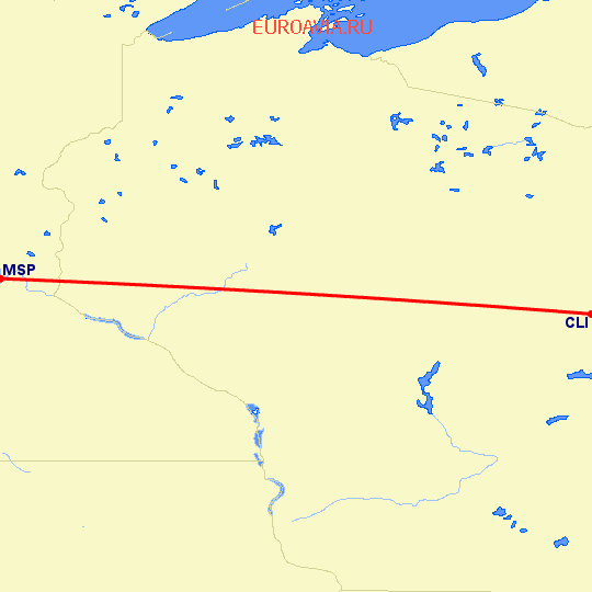 перелет Миннеаполис — Clintonville на карте