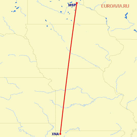 перелет Миннеаполис — Fayetteville на карте