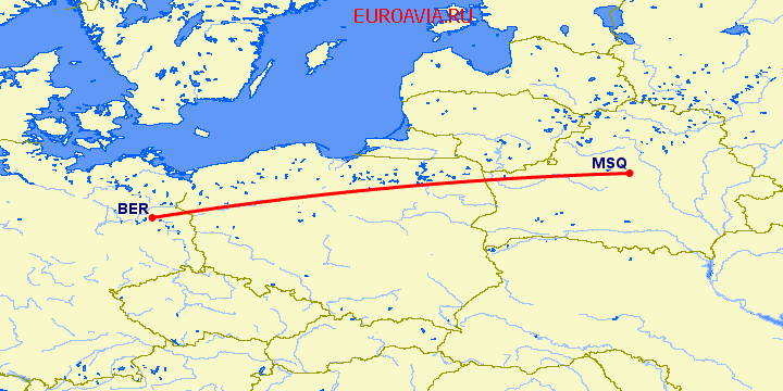 перелет Минск — Берлин на карте