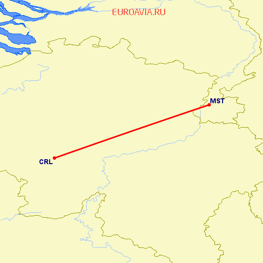 перелет Маастрихт — Шарлеруа на карте